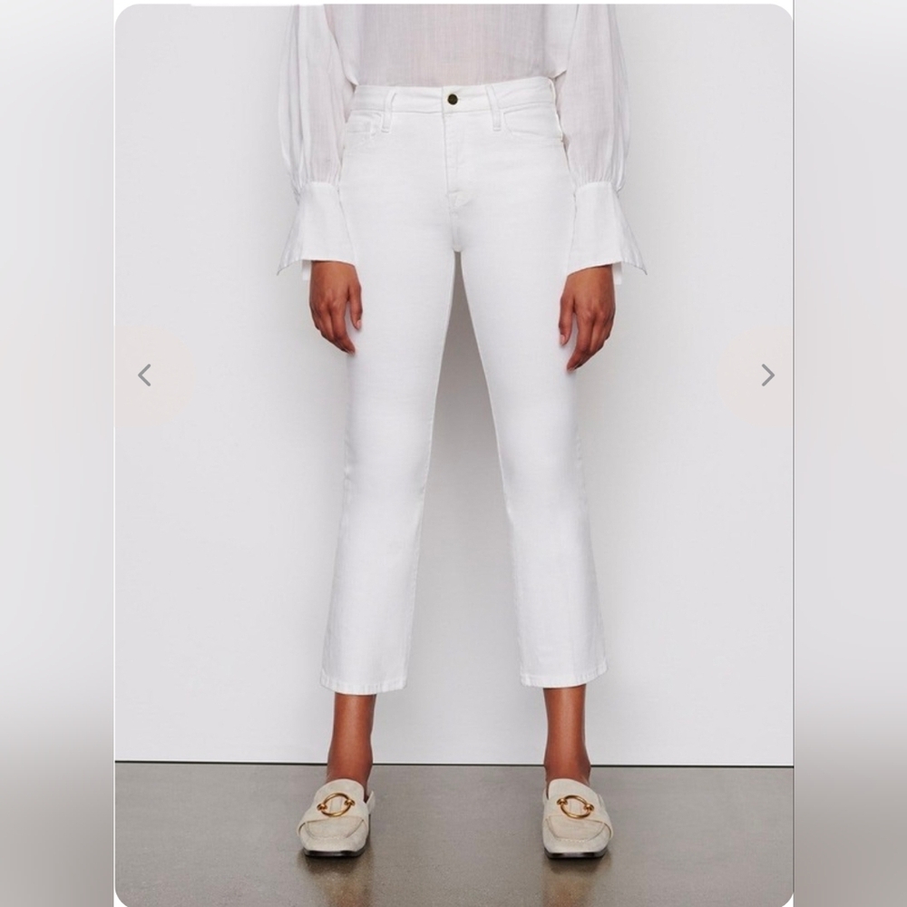 ❤️ FRAME DENIM LE CROP MINI BOOT HIGH RISE JEANS, BLANC, 00 (24)